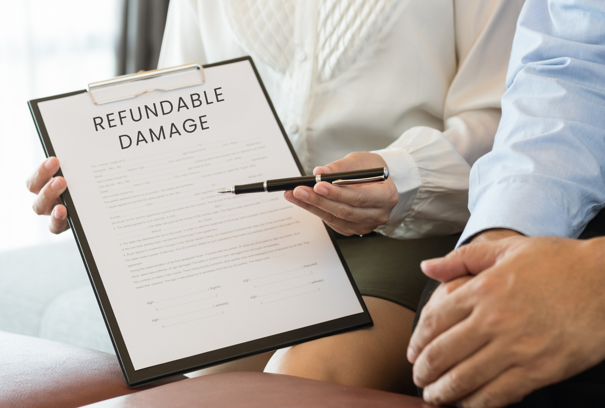 refundable agent holding pen, the policyholder and explain insurance policy to customer.